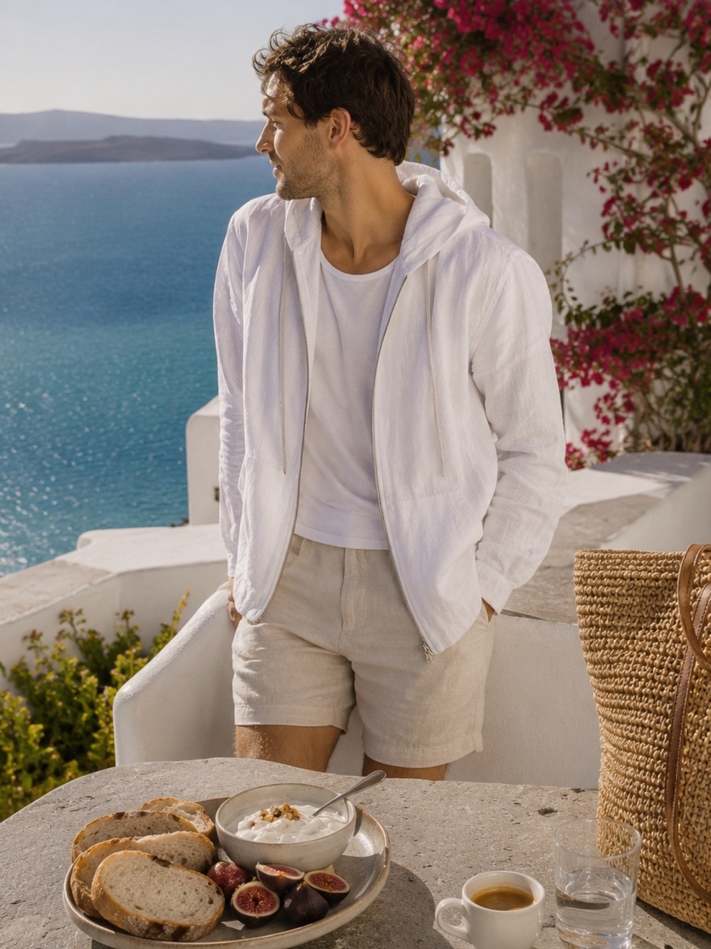 Costa Lekka Mykonos 100% Linen Resort Jacket | Made in Greece | Size S | Luxury